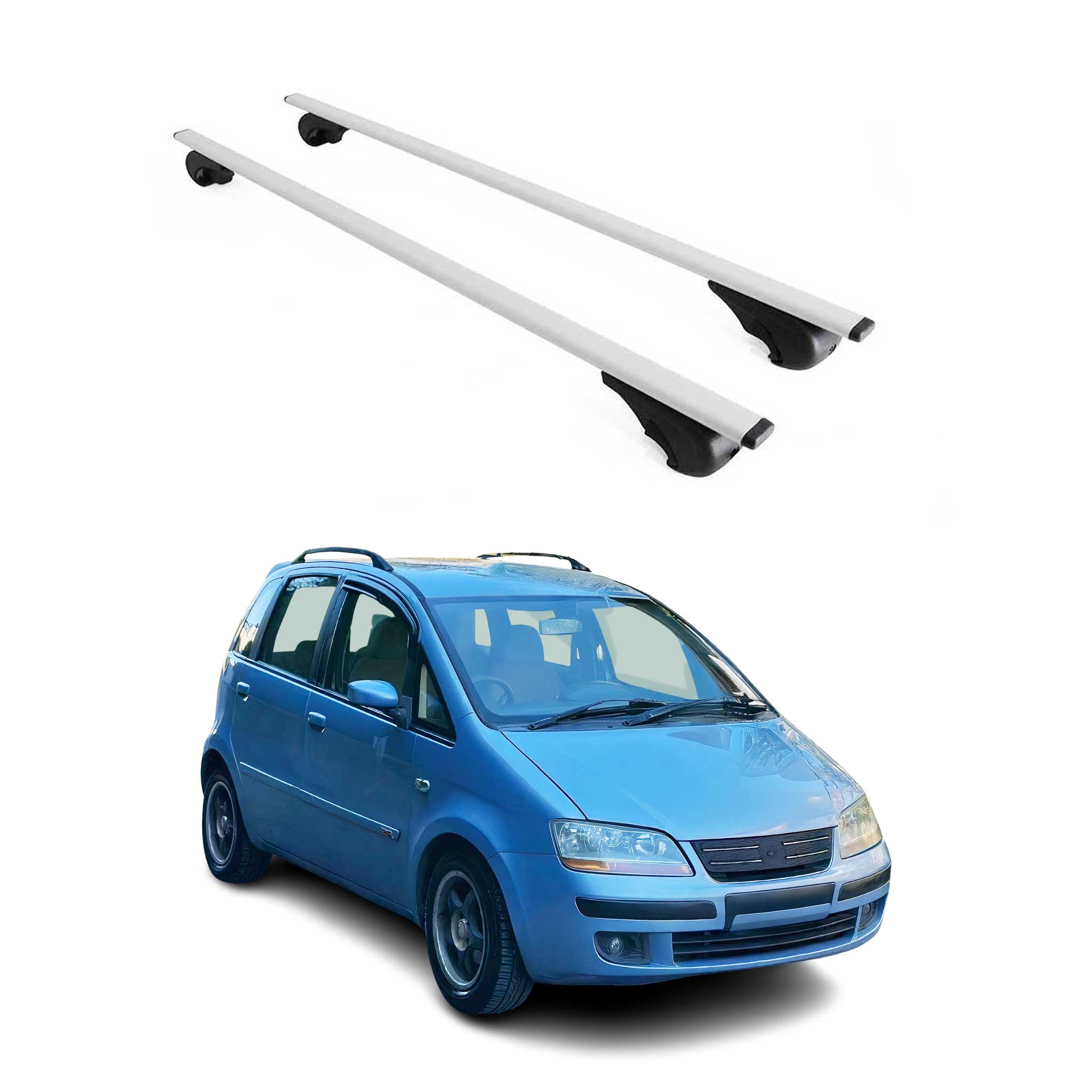 Barres de toit Transversales pour Fiat Idea 2004-2012 Fer Argent