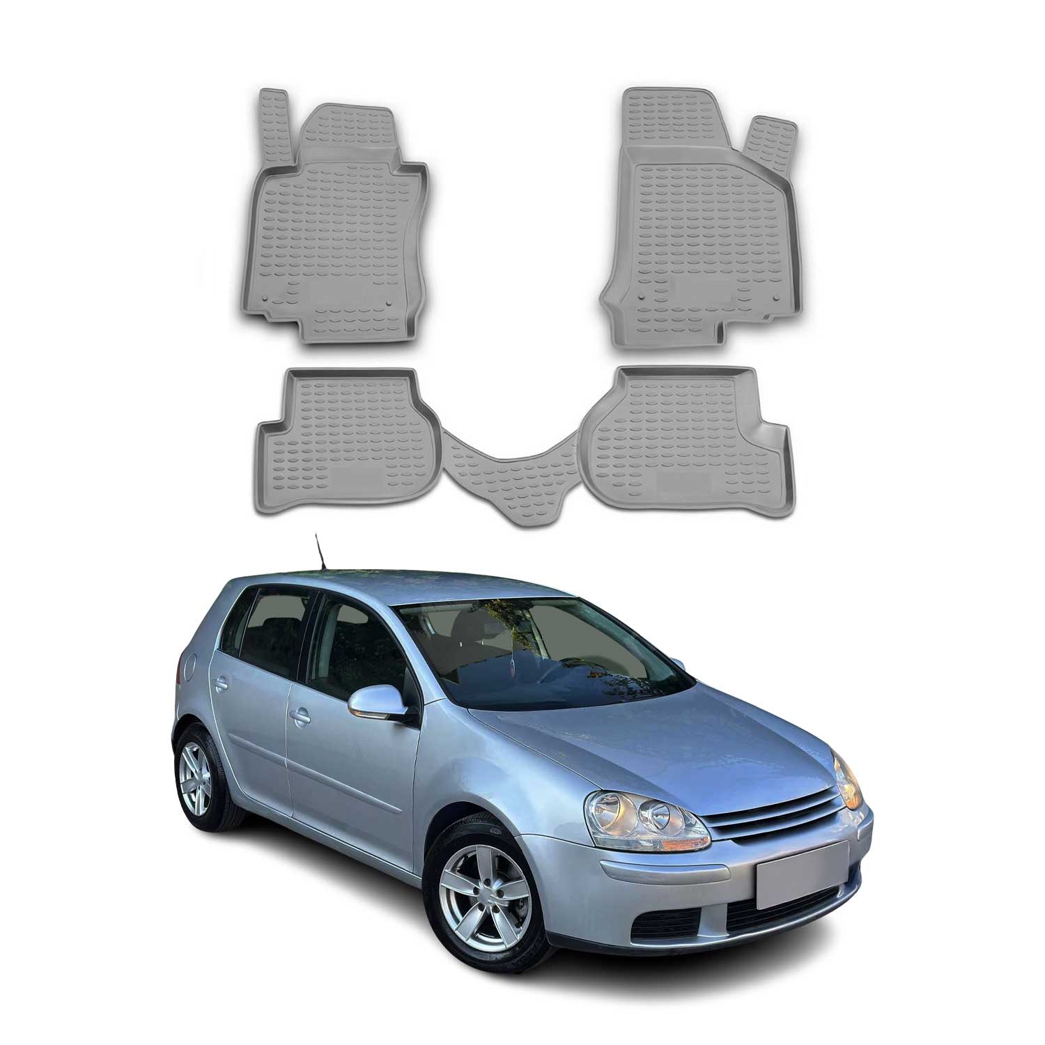 Tapis de sol pour VW Golf 2007-2009 Avant en caoutchouc TPE 3D Gris 4Pcs