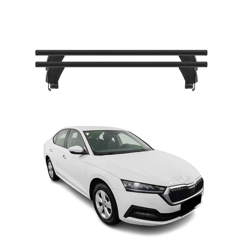 Menabo Barres de toit Transversales pour Skoda Octavia IV 2020-2025 Alu Noir ABE