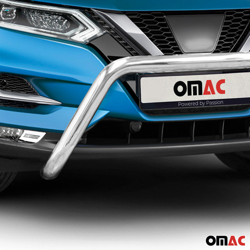 Pare-Buffle Avant Pour Nissan Qashqai 2016-2021 en Acier Inoxy Argent