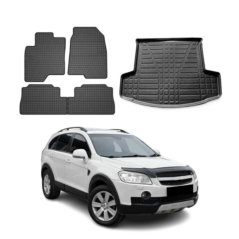 Kit Tapis de sol et coffre pour Chevrolet Captiva 2006-2018 TPE Noir