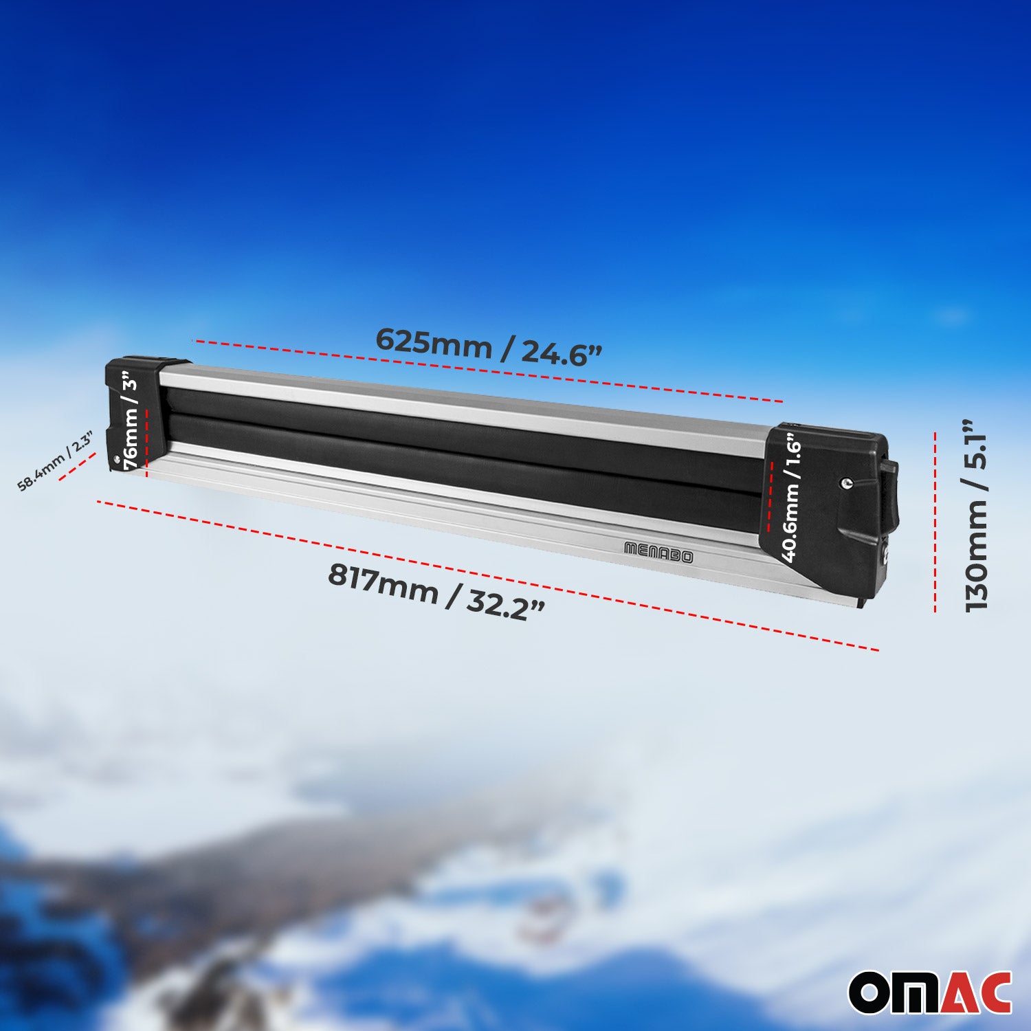 Porte-Skis Menabo Porte-Snowboard Barres De Toit Verrouillables Noir 2x