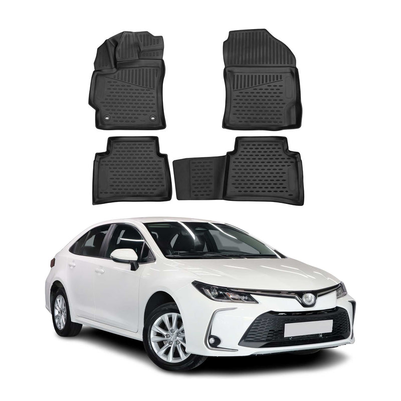 OMAC Tapis de sol pour Toyota Corolla Berline Break 2019-2025 en caoutchouc Noir