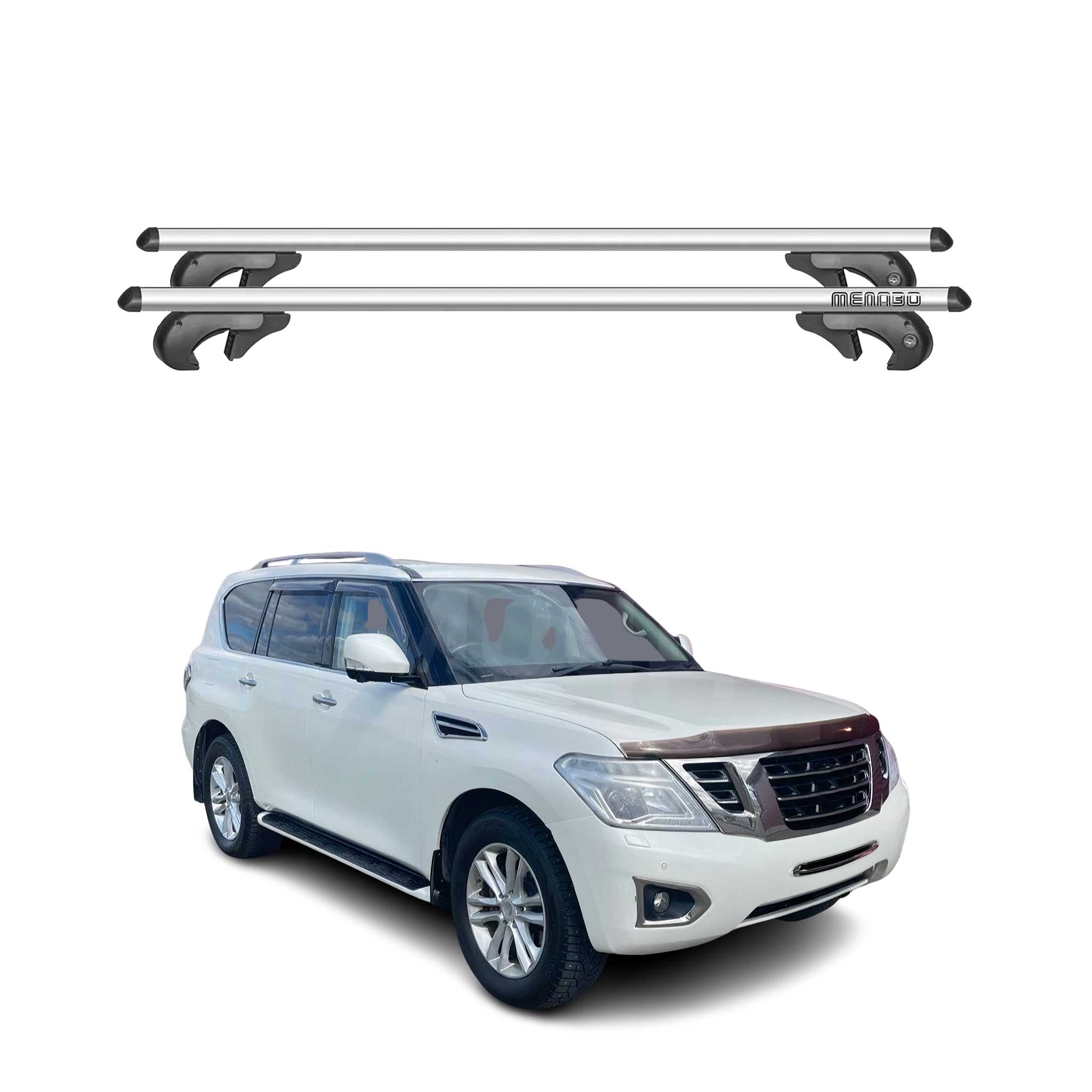 Barres de toit transversales pour Nissan Patrol Y62 2010-2020 90kg Alu Gris