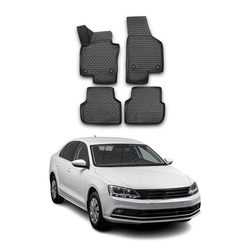 Tapis de sol pour VW Jetta VI 2011-2018 en caoutchouc TPE 3D Noir 4Pcs
