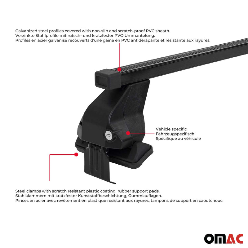 Barres Transversales Menabo pour Skoda Citigo 2012-2020 5-portes Noir