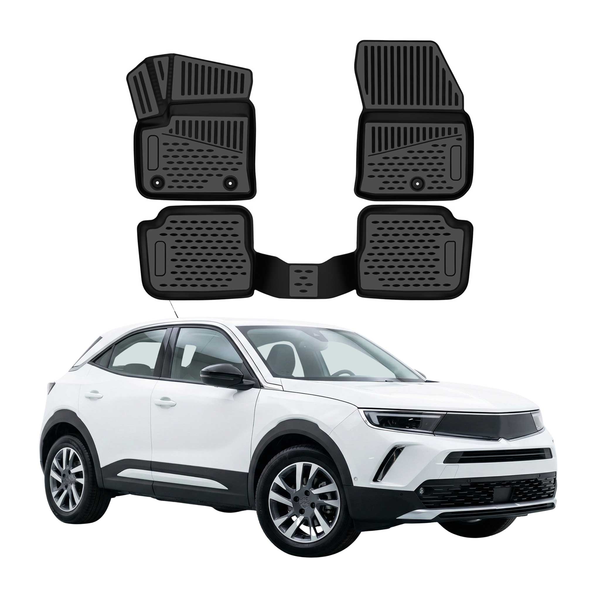 OMAC Tapis de sol pour Opel Mokka II Electric 2021-2026 caoutchouc TPE Noir 3Pcs