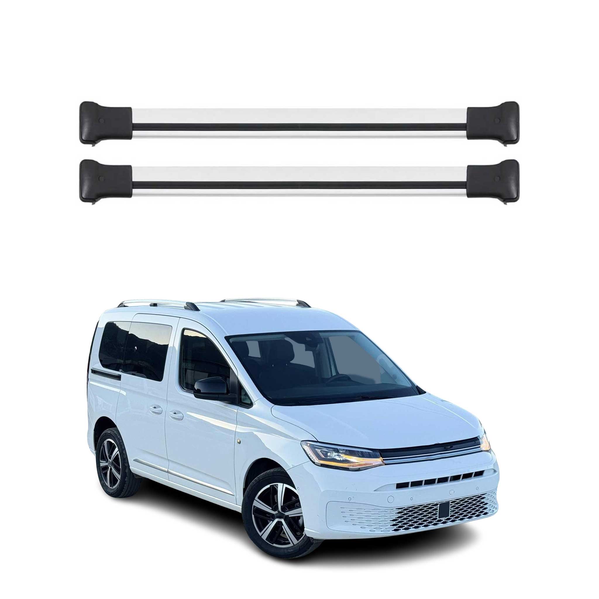 Barres de toit transversales pour VW Caddy 2020-2026 Aluminium Gris 2Pcs