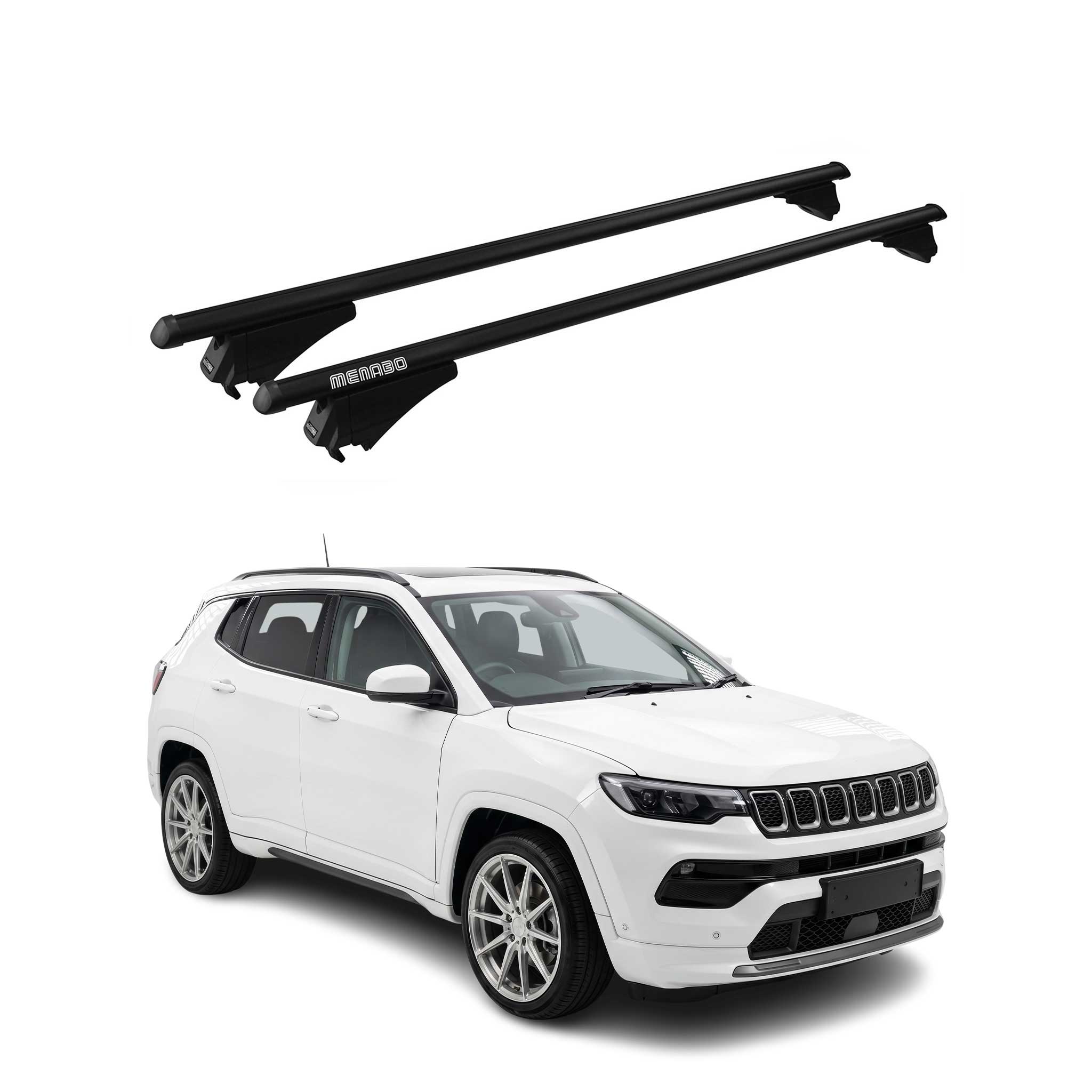 Tiger Barres de toit transversales pour Jeep Compass III 2025-2026 Alu Noir 2x