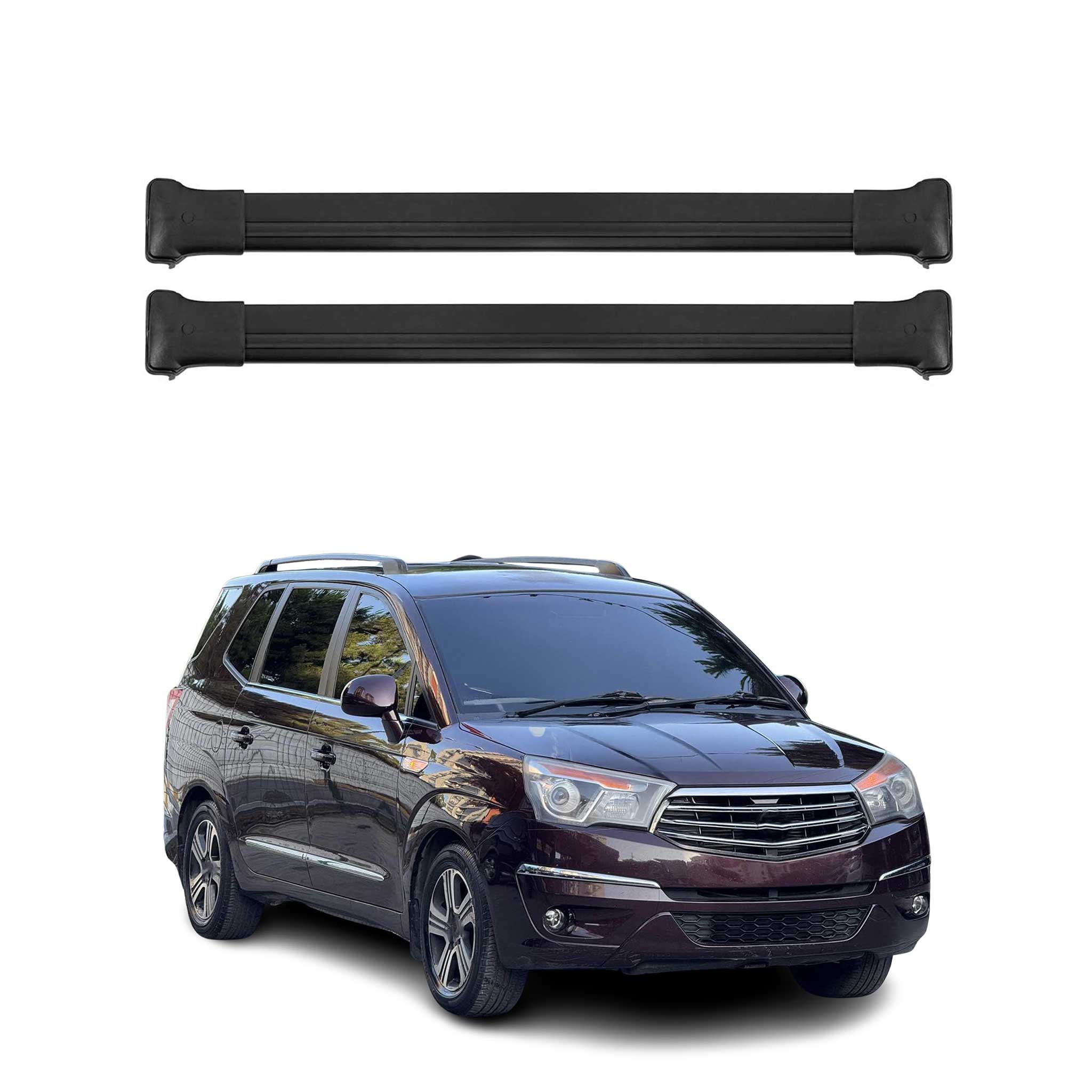 OMAC Barres de toit en aluminium pour Ssangyong Rodius II 2012-2019 Noir 2x TÜV
