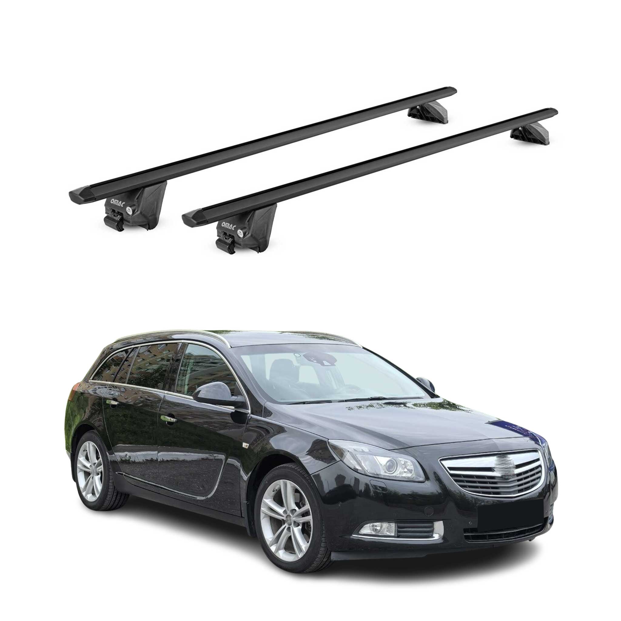 Barres de toit transversales pour Opel Insignia A B Break 2009-2017 Alu Noir ABE