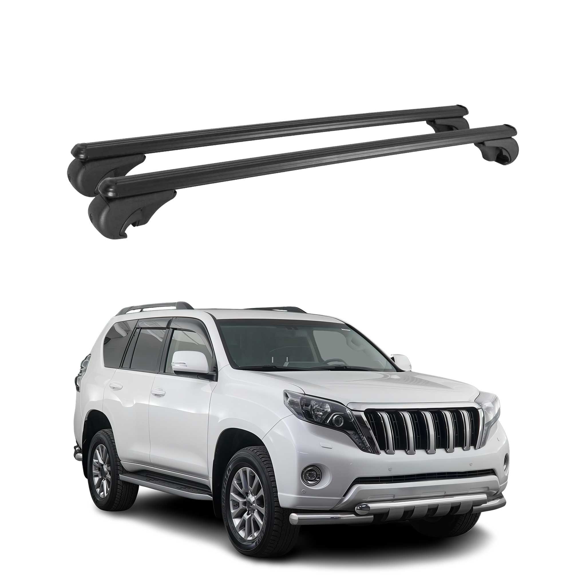 Barres de toit Transversales pour Toyota Land Cruiser Prado 2008-2023 Alu Argent