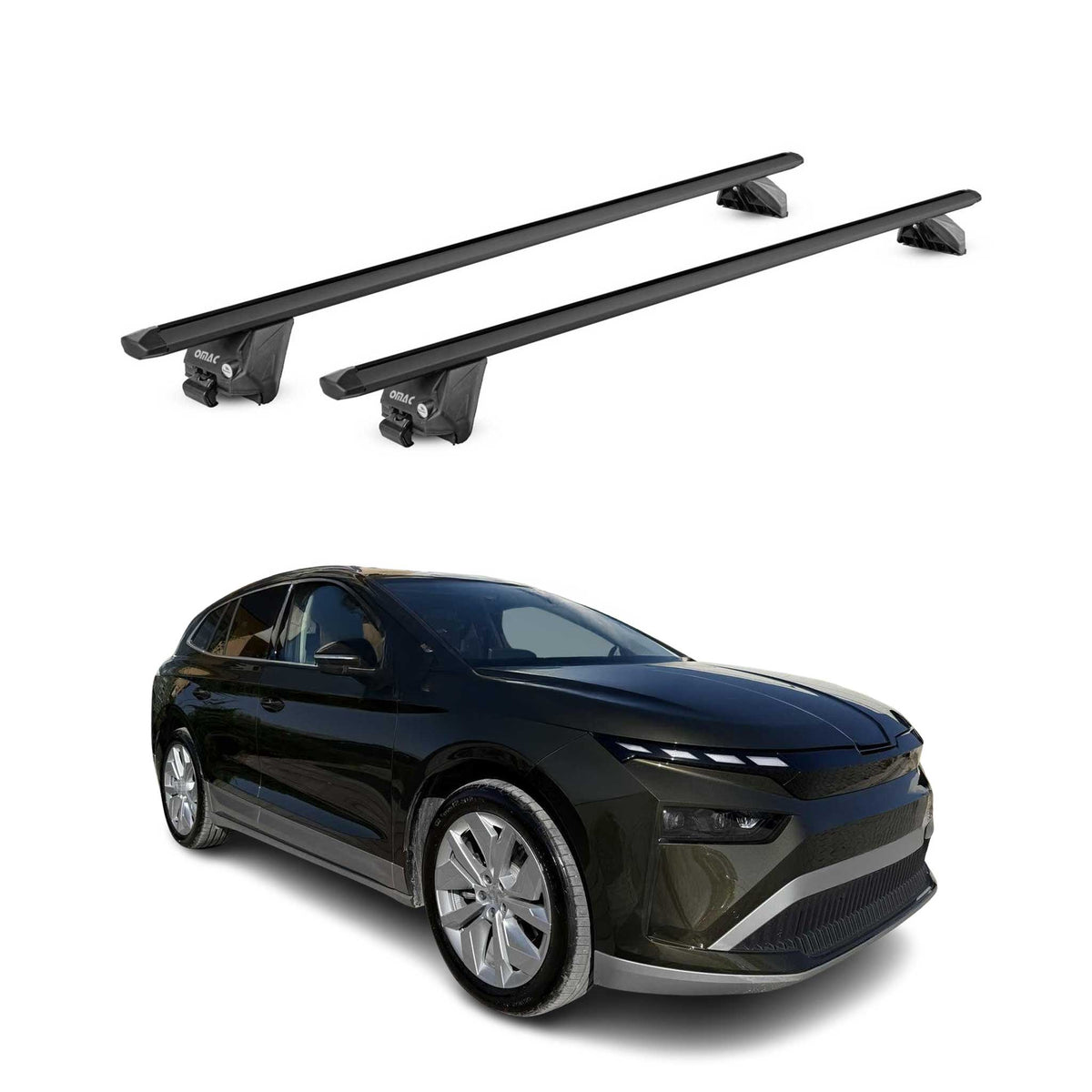 Barres de toit transversales pour Skoda Enyaq 2020-2026 Alu Noir 2 pièces ABE
