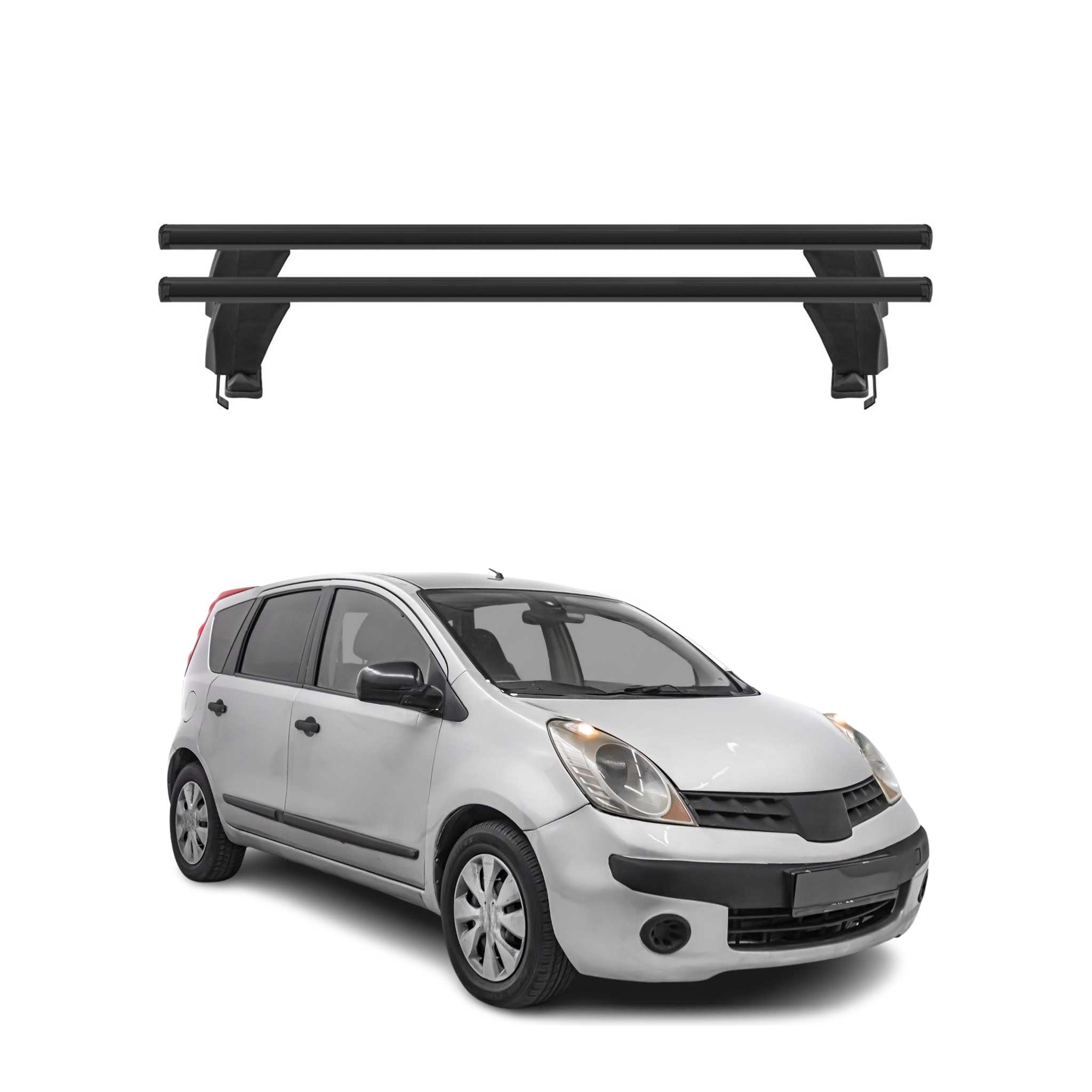 Menabo Barres de toit Transversales pour Nissan Note 2004-2012 Alu Noir 2x ABE