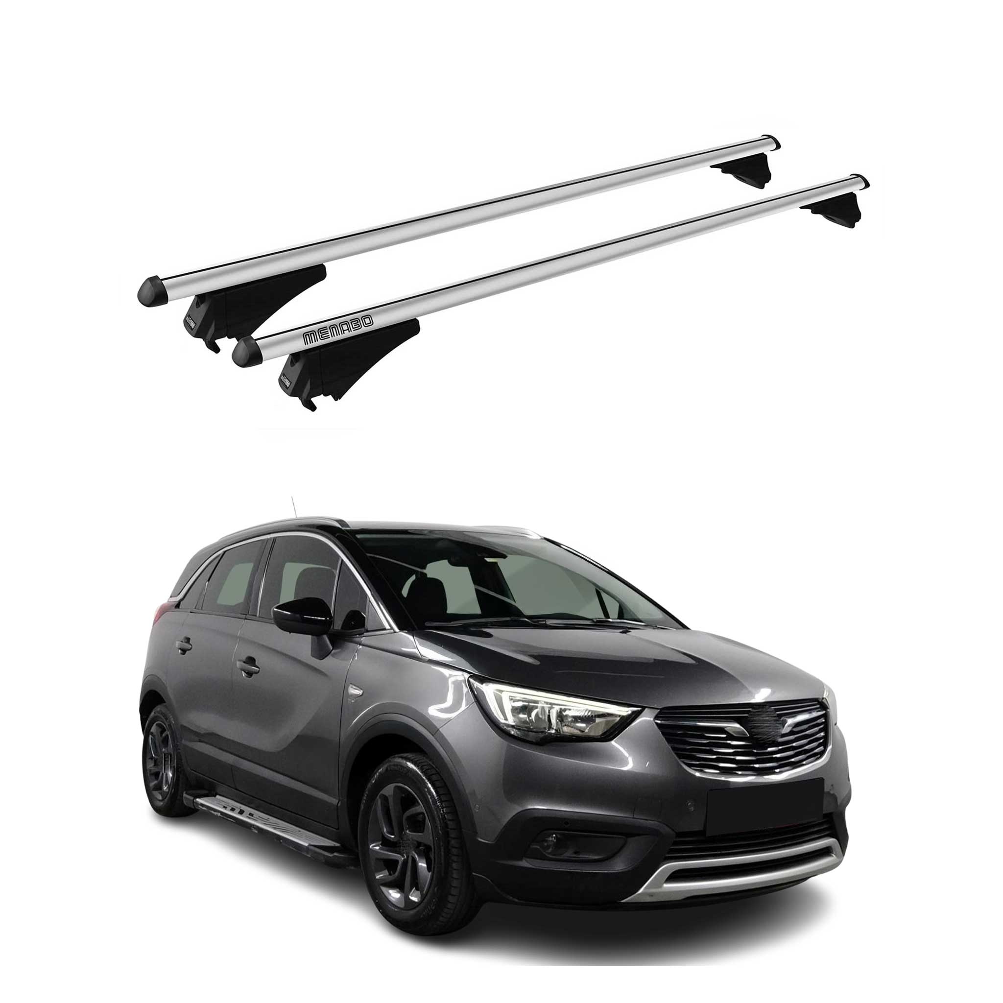 Tiger Barres de toit transversales pour Opel Crossland X 2017-2020 Gris