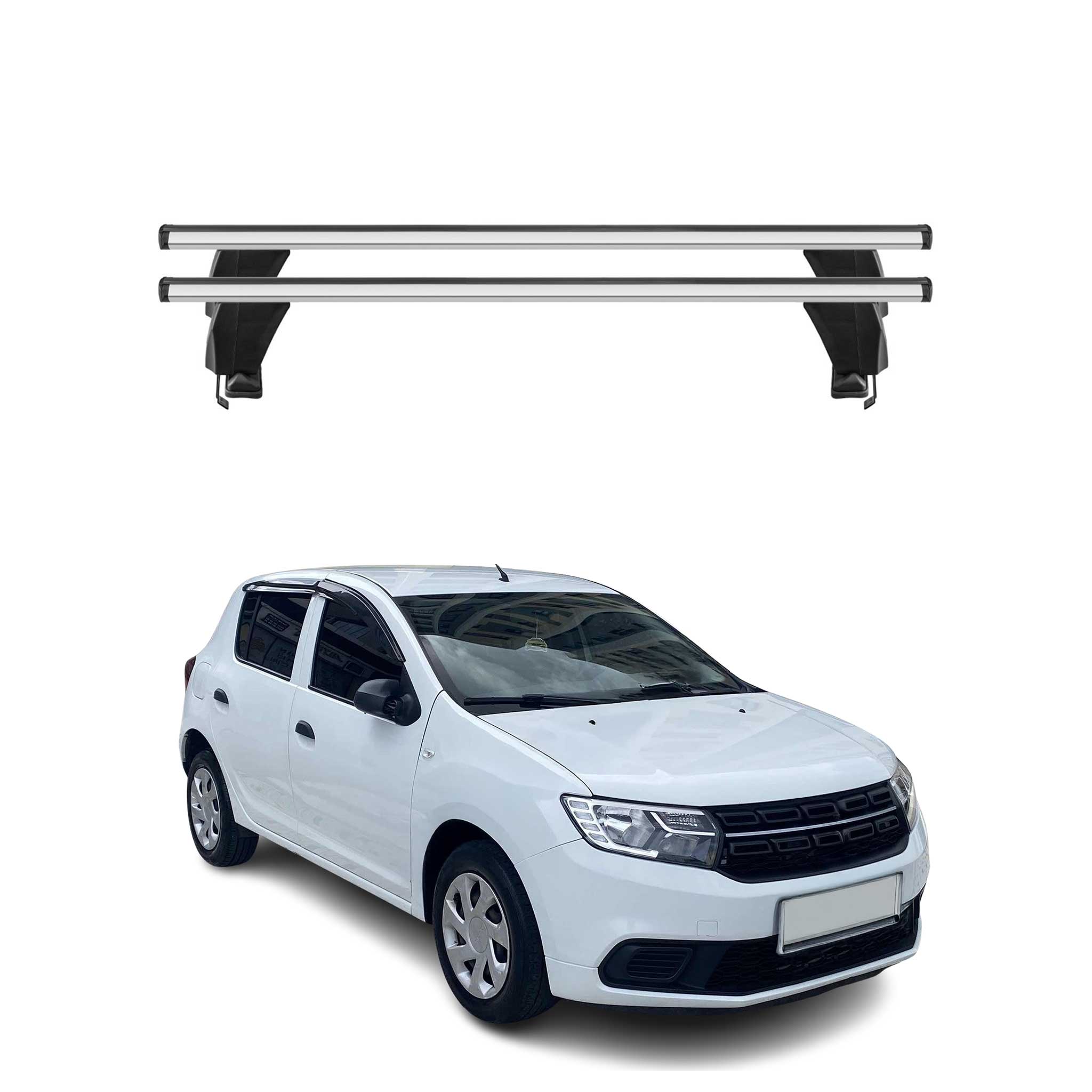Menabo Barres de toit Transversales pour Dacia Sandero 2013-2024 Alu Gris 2x ABE