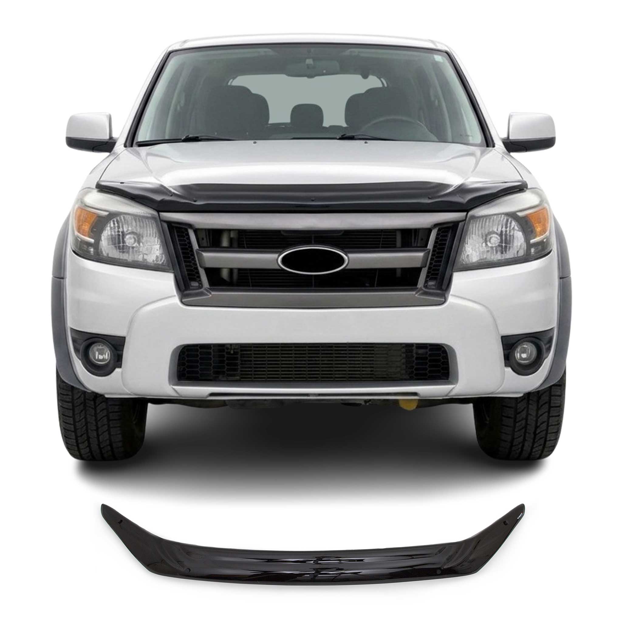 Deflecteurs d'air capot de voiture pour Ford Ranger 2009-2012 Acrylique Noir