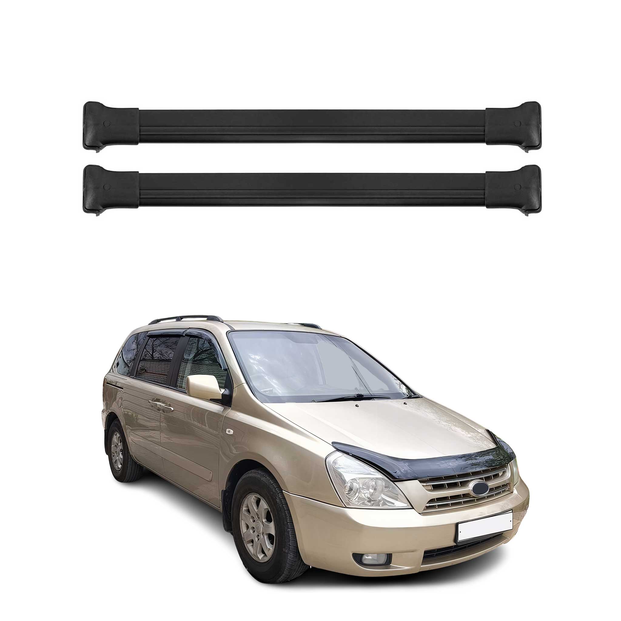 OMAC Barres de toit en aluminium pour Kia Carnival II 2006-2014 Noir 2Pcs TÜV
