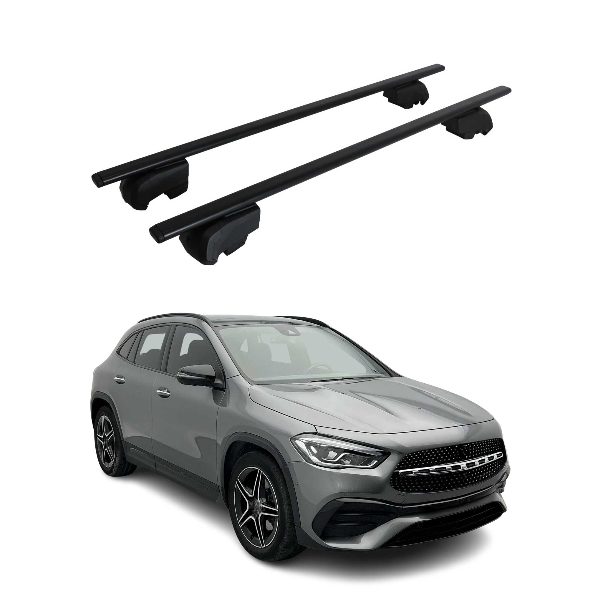 Barres de toit Transversales pour Mercedes GLA 2020-2023 Fer Noir ABE