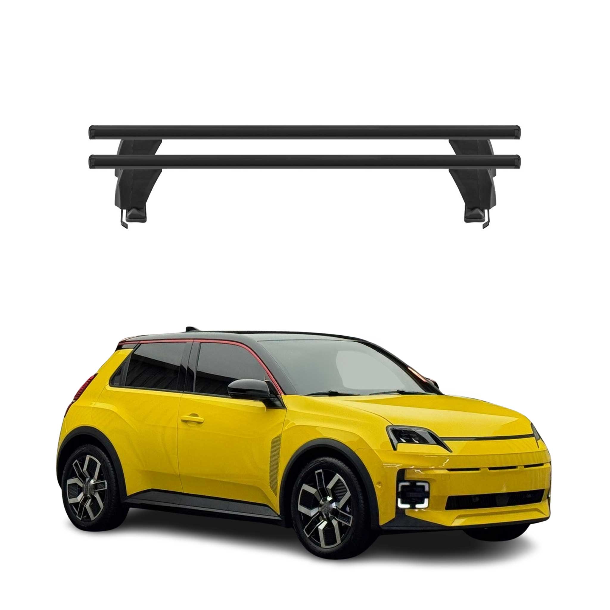 Menabo Barres de toit transversales pour Renault 5 E-Tech 2024-2025 Alu Noir 2x