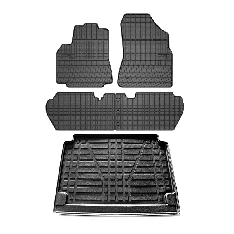 Kit Tapis de sol et coffre pour Citroen Berlingo 2008-2018 Noir TPE