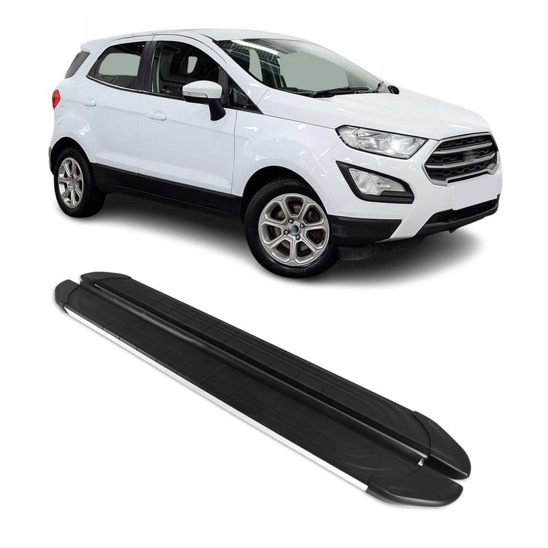 Marchepieds Latéraux pour Ford Ecosport 2013-2024 Aluminium Gris Noir 2Pcs
