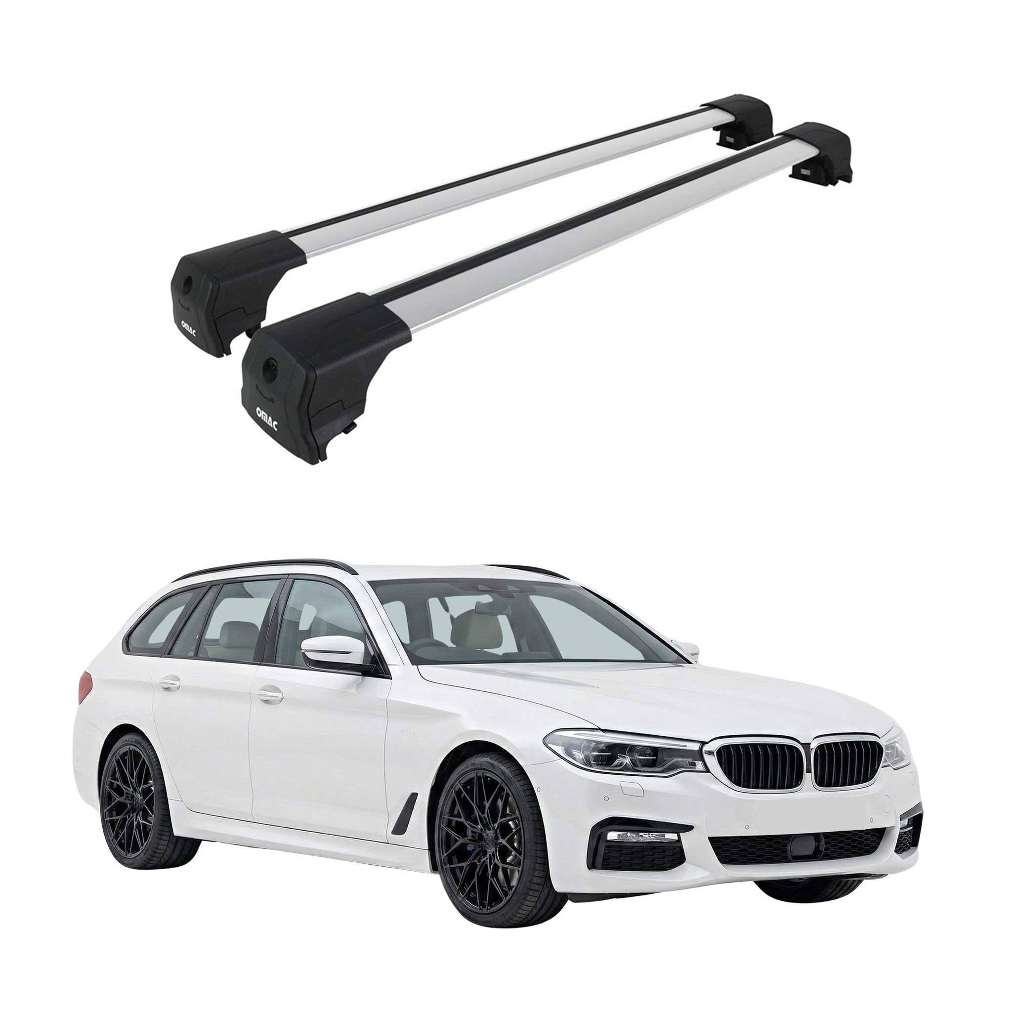 Barres De Toit Transversales pour BMW Serie 5 Break G31 2017-2023 Alu Gris 2Pcs