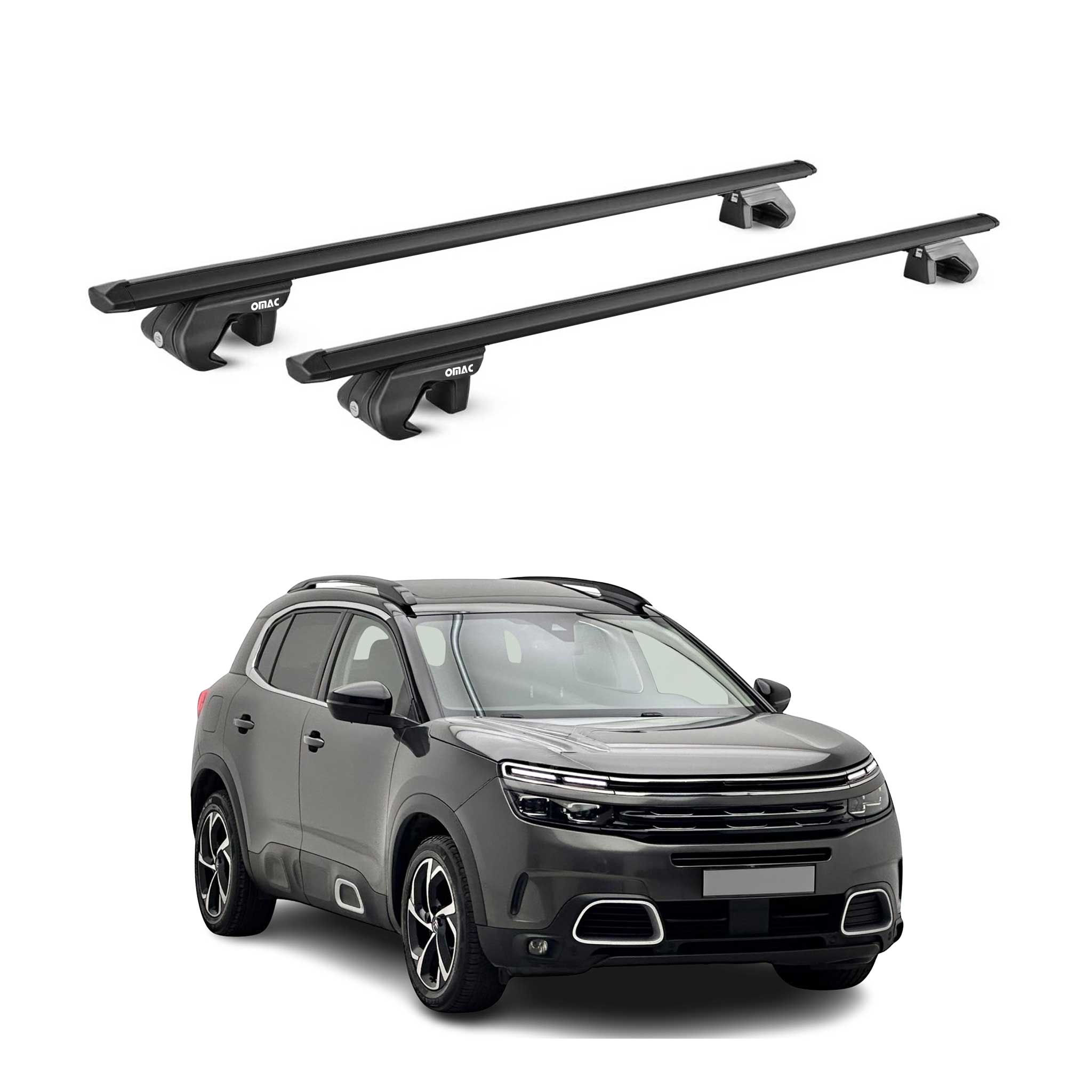 Barres de toit transversales pour Citroen C5 Aircross 2018-2025 Alu Noir ABE