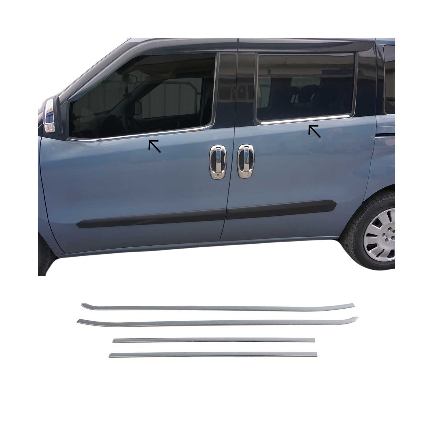 Garniture de Fenêtre pour Fiat Doblo 2010-2021 Acier Inox 4Pcs