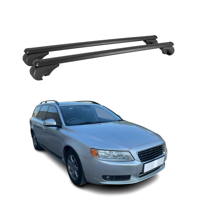 Barres de toit Transversales pour Volvo V70 2007-2016 Aluminium Noir