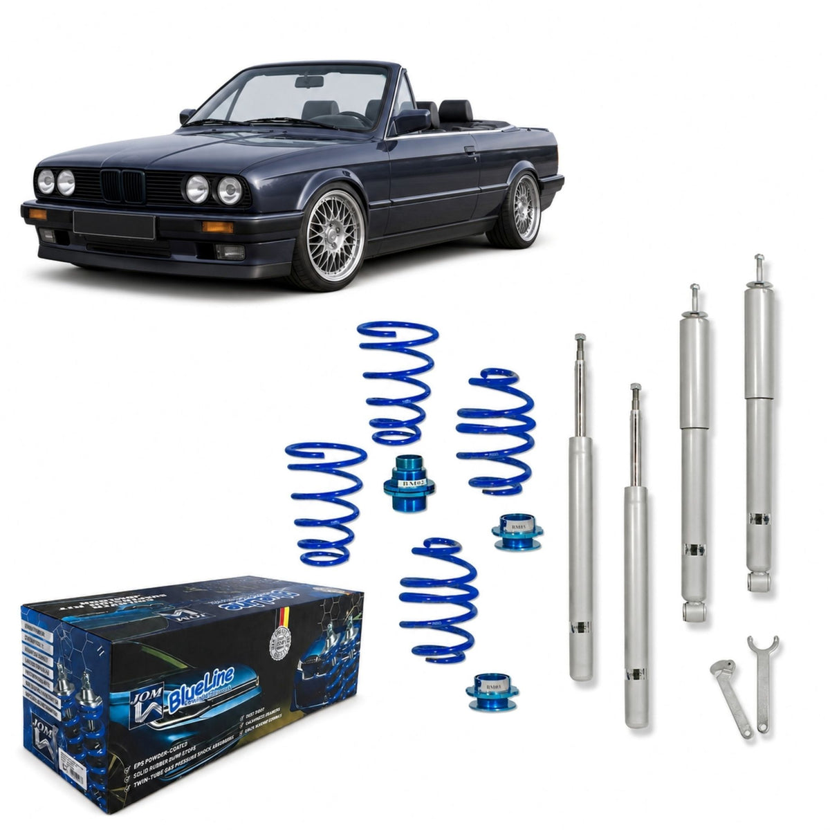 JOM BlueLine Combinés Filetés pour Série 3 Cabriolet E30 316 316i 318i 320i 323i