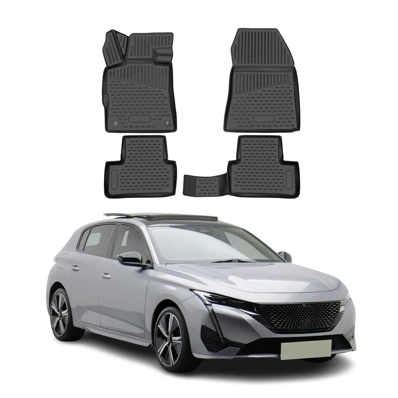 OMAC Tapis de sol pour Peugeot 308 2021-2025 sur mesure en caoutchouc Noir