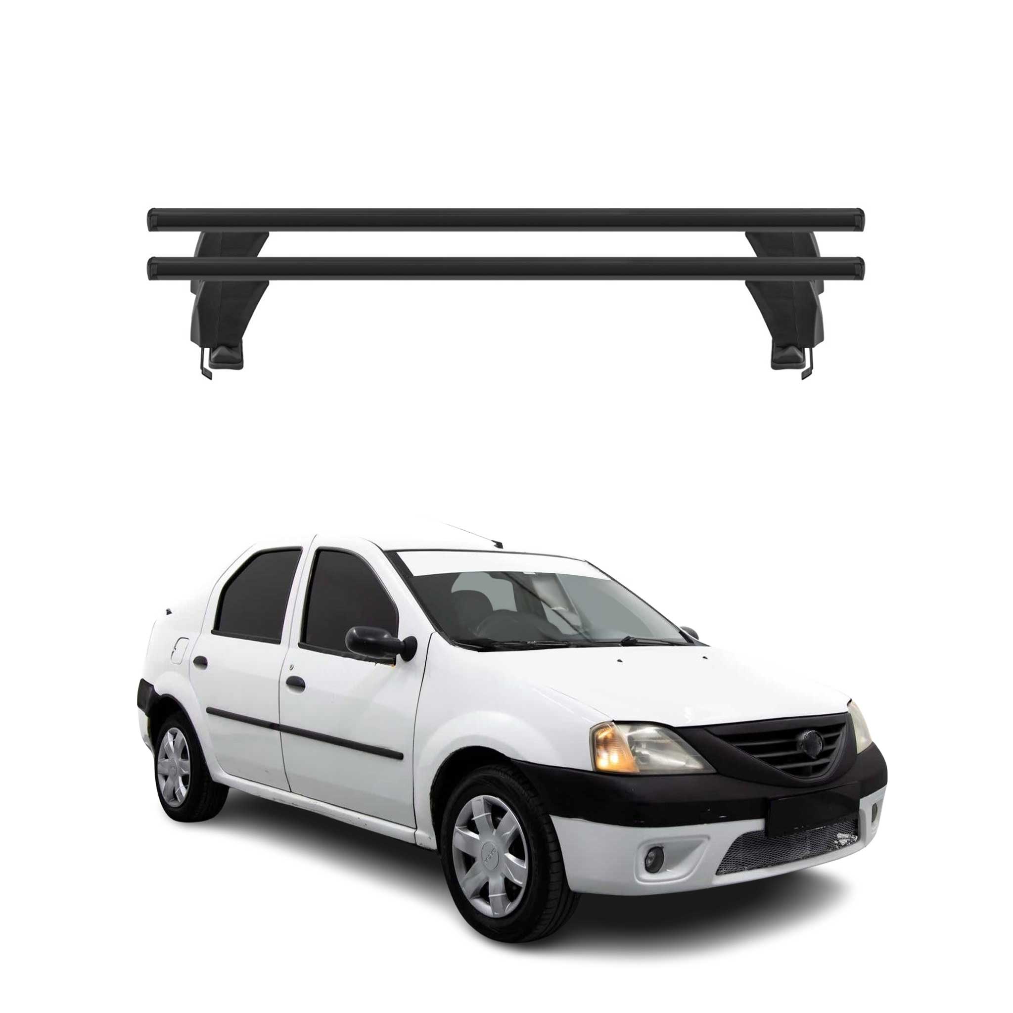 Menabo Barres de toit Transversales pour Dacia Logan 2004-2012 Noir ABE 2x