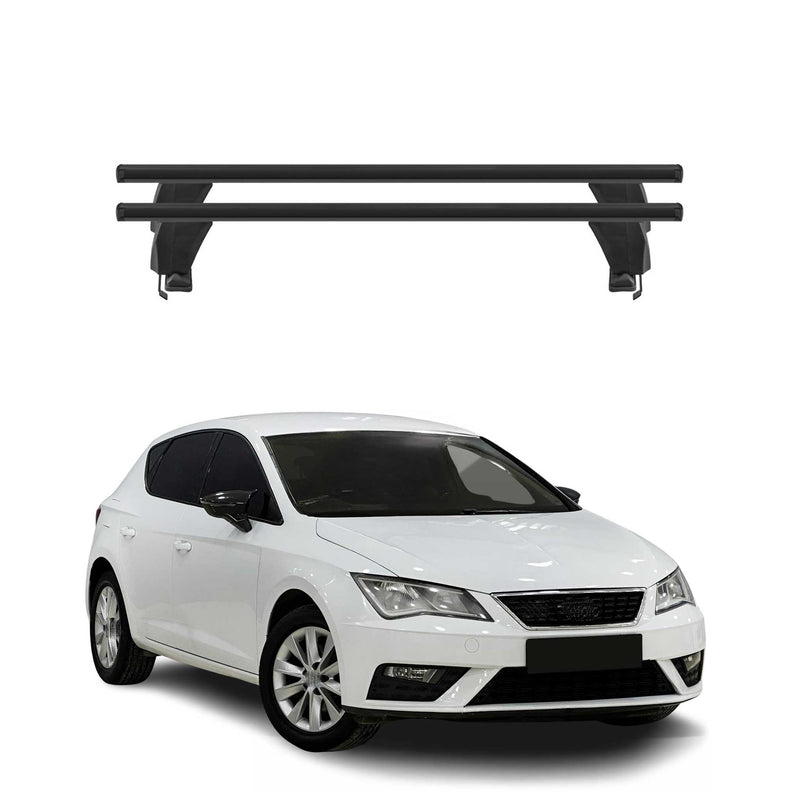 Menabo Barres de toit Transversales pour Seat Leon III 2012-2020 Noir ABE 2x