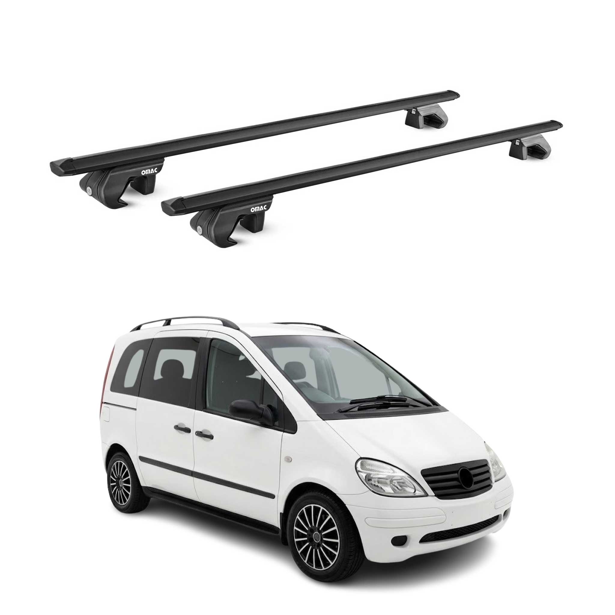 Barres de toit transversales ABE pour Mercedes Vaneo W414 2001-2005 Alu Noir 2x