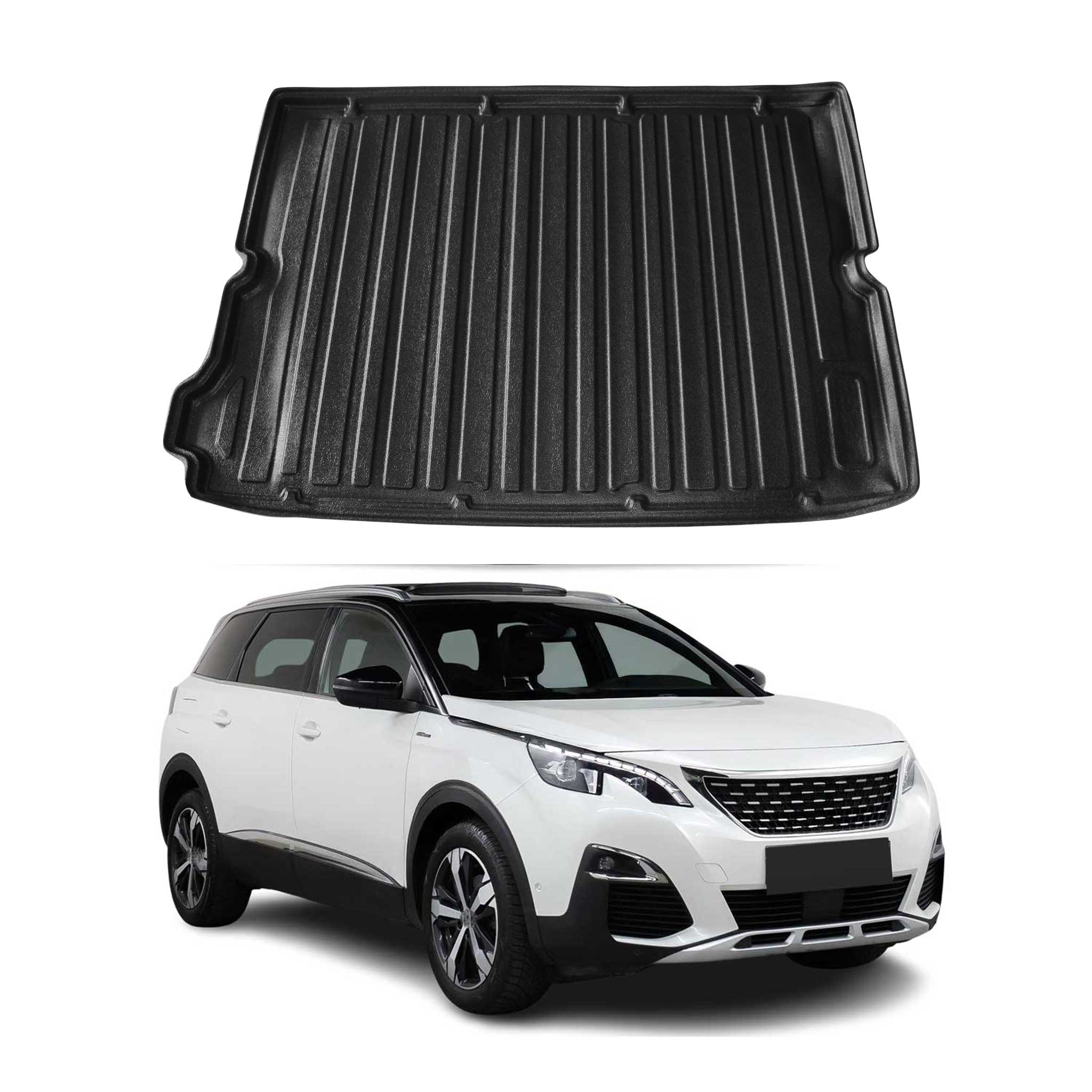 Tapis de Coffre pour Peugeot 5008 II 2017-2024 en TPE Noir