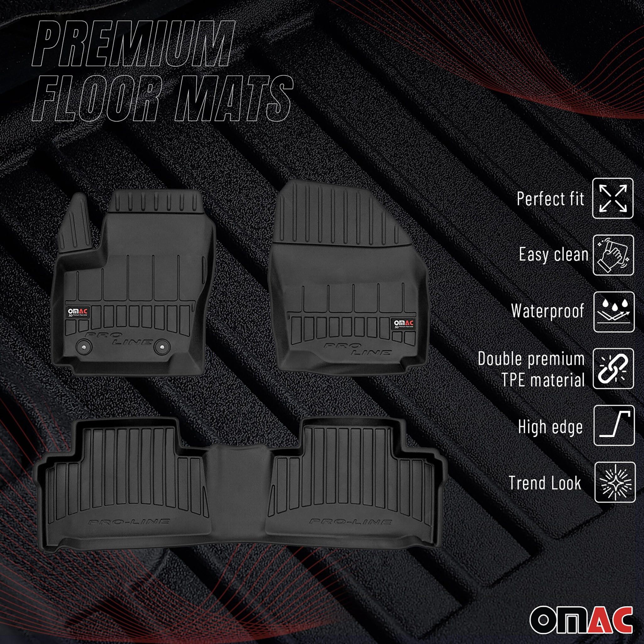 Tapis de Sol pour Ford S-Max 2006-2014 TPE Noir