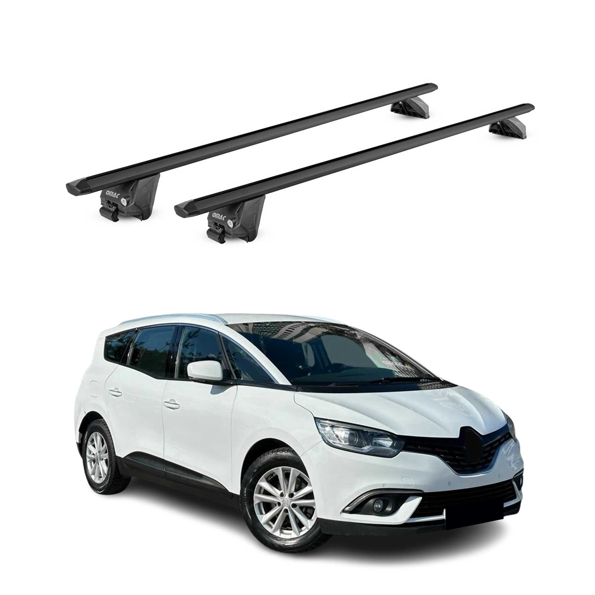 Barres de toit transversales pour Renault Grand Scenic 2016-2022 Alu Noir 2x ABE