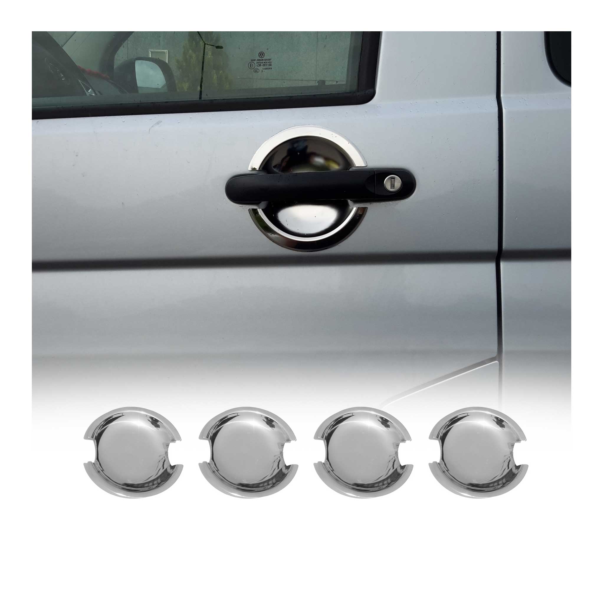 Couverture poignée de porte pour VW Transporter T5 2003-2015 Acier chromé 4x