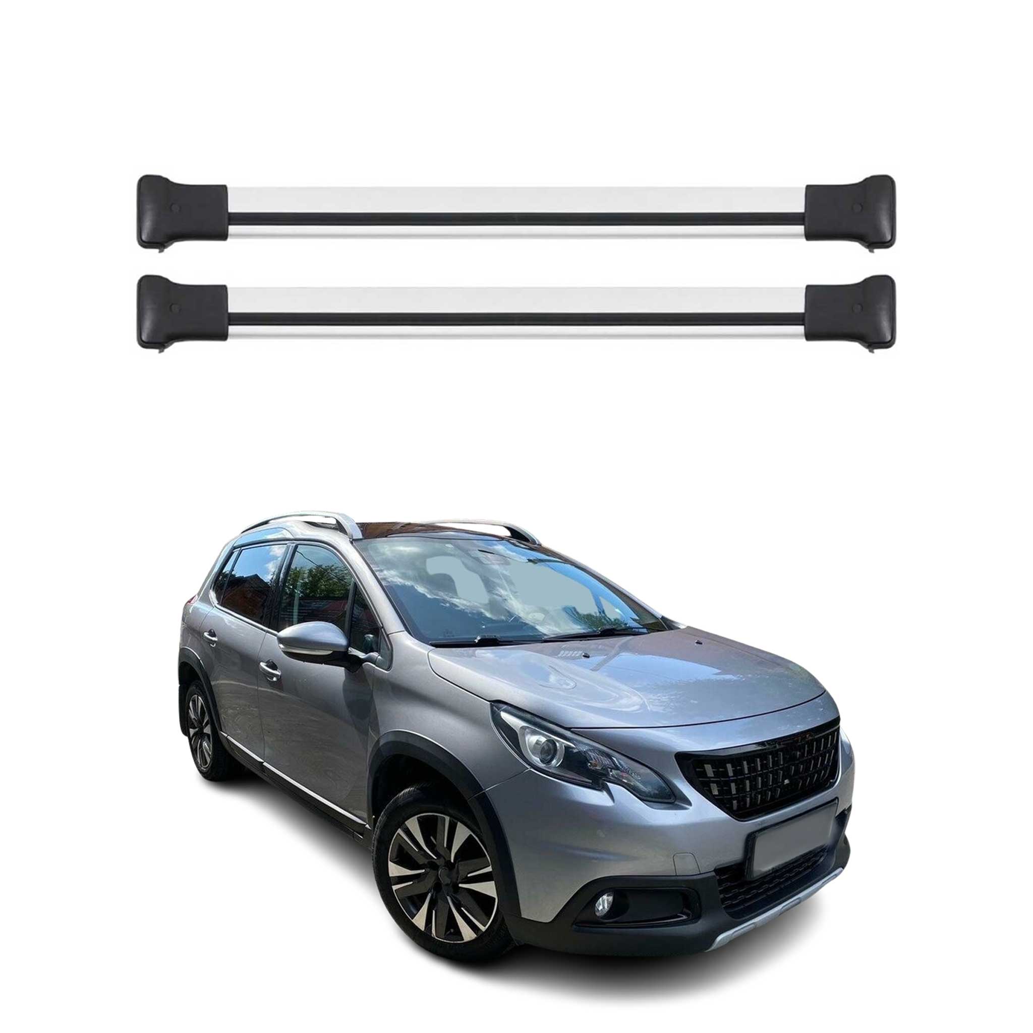 Barres de toit transversales pour Peugeot 2008 I A94 2013-2020 Aluminium Gris 2x