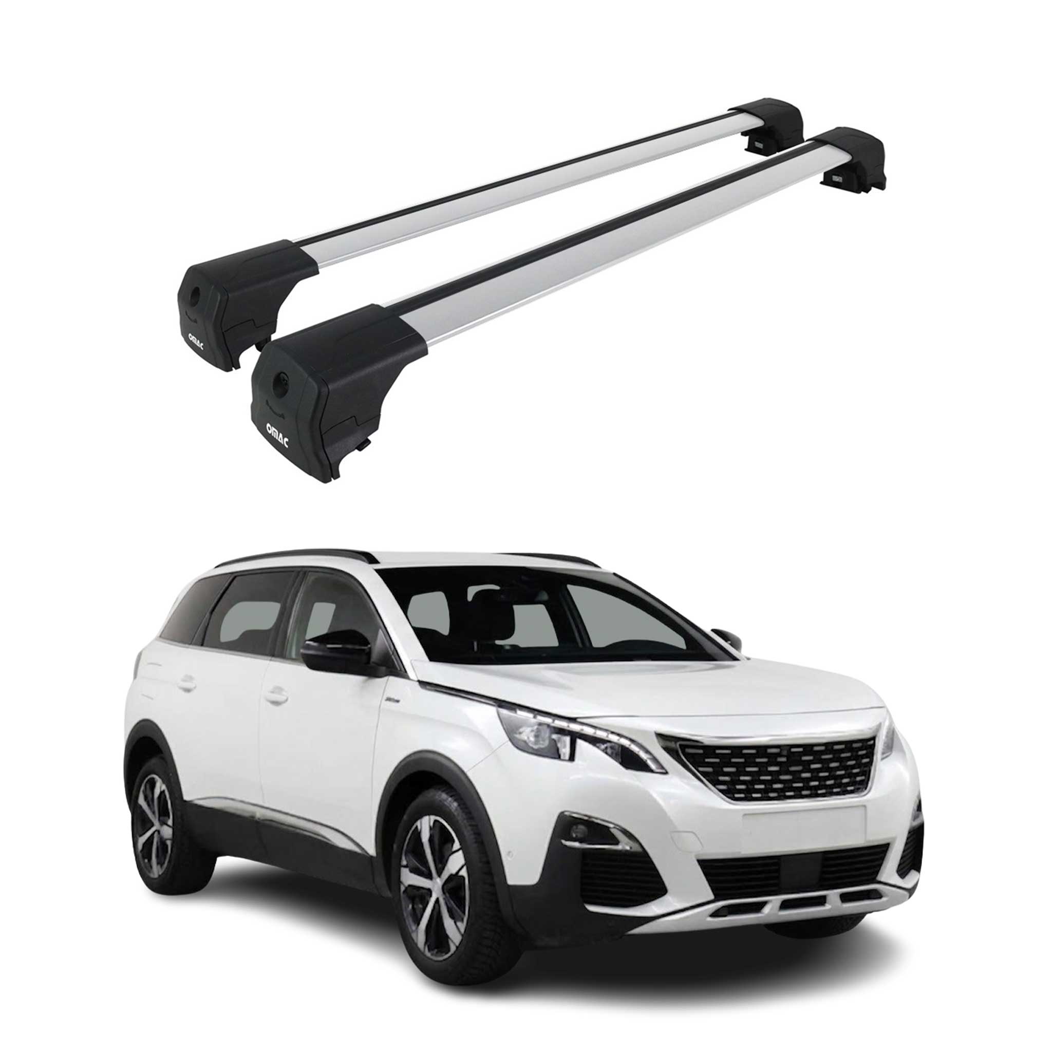Barres De Toit Transversales pour Peugeot 5008 2017-2024 Aluminium 2Pcs Gris ABE