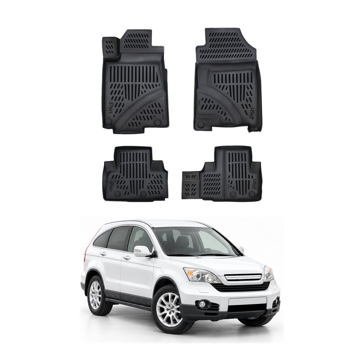 Tapis de sol pour Honda CR-V III 2007-2012 Noir 3D en Caoutchouc TPE 4Pcs