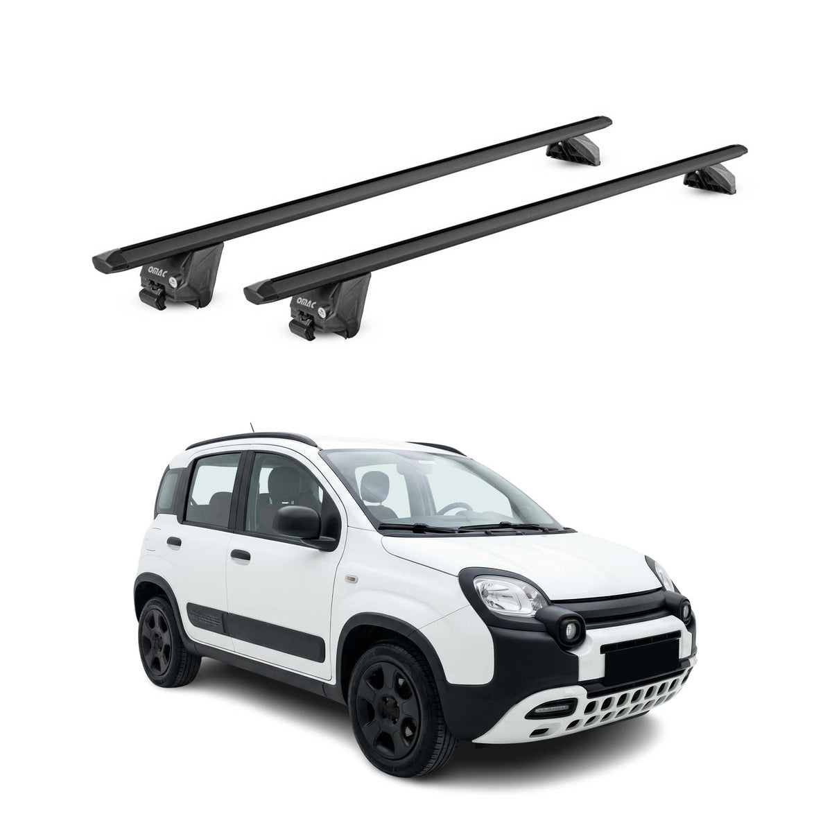 Barres de toit transversales pour Fiat Pandina 2024-2026 Alu Noir 2 pièces ABE