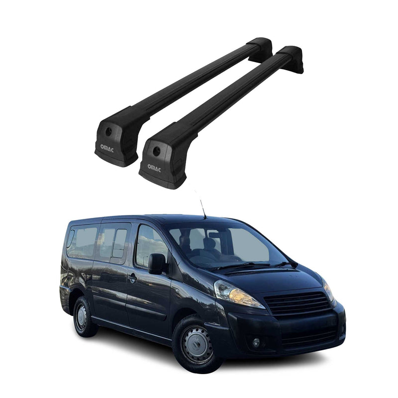 Barres de toit transversales pour Fiat Scudo 2006-2016 Aluminium Noir