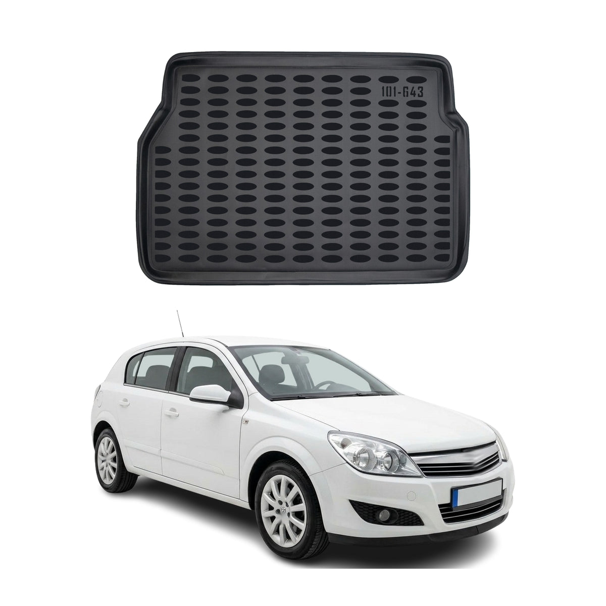 Tapis de coffre pour Opel Astra H HB 2004-2009 Noir 3D en Caoutchouc TPE