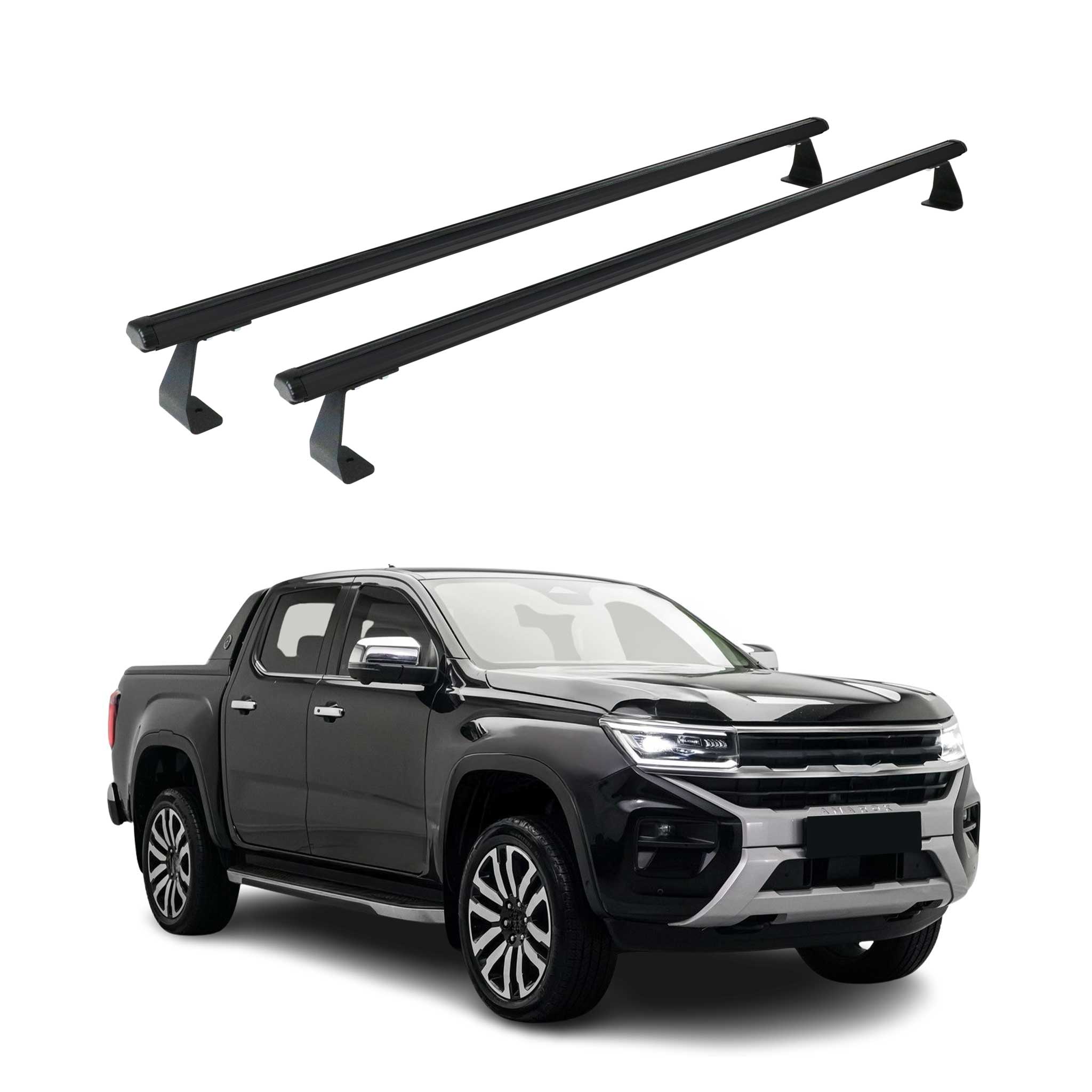 Barres de toit longitudinales pour VW Amarok mk2 2023-2026 Alu Noir 2x