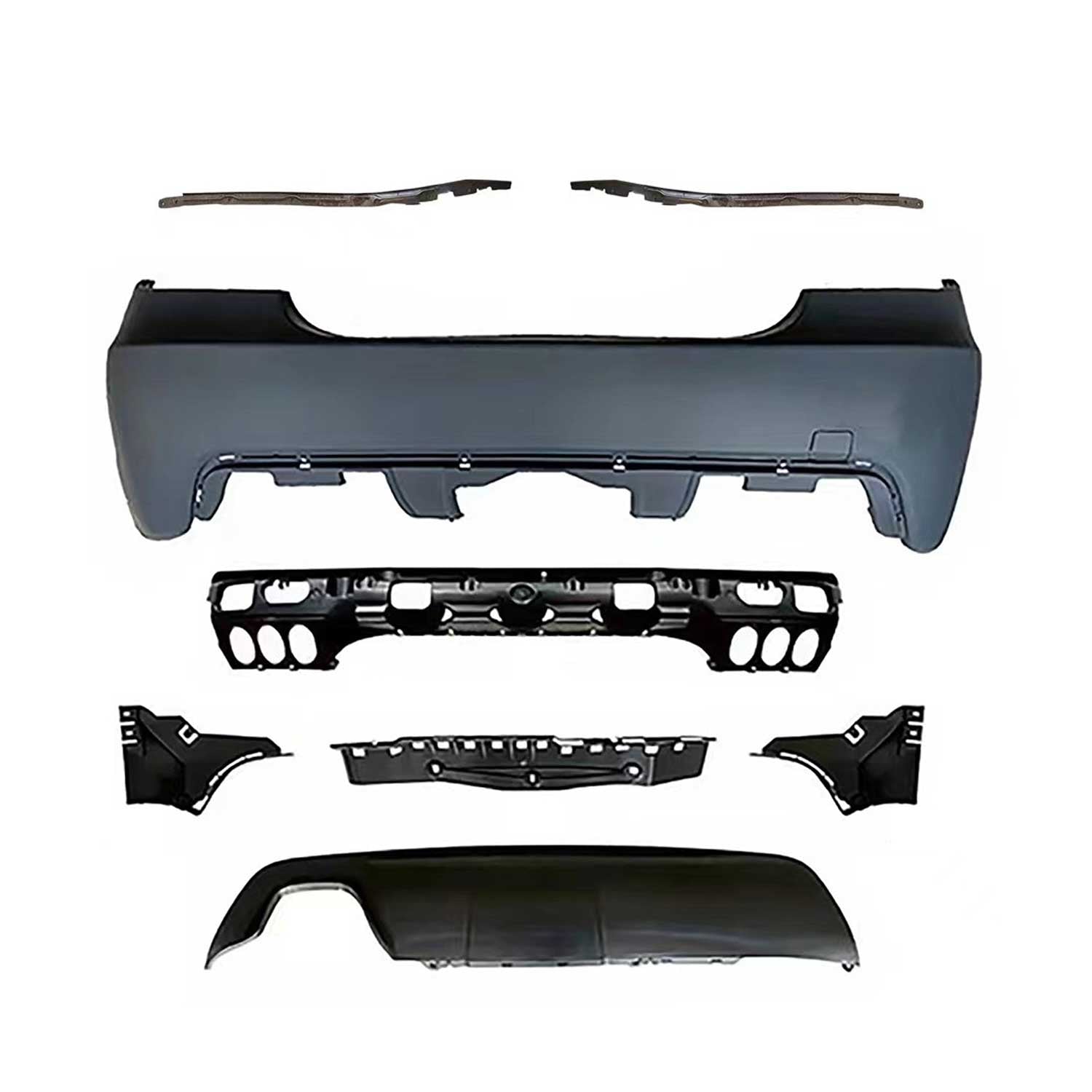 Pare-choc arrière avec marquages pour BMW 5 Series E60 2003-2010 Noir 8 Pieces