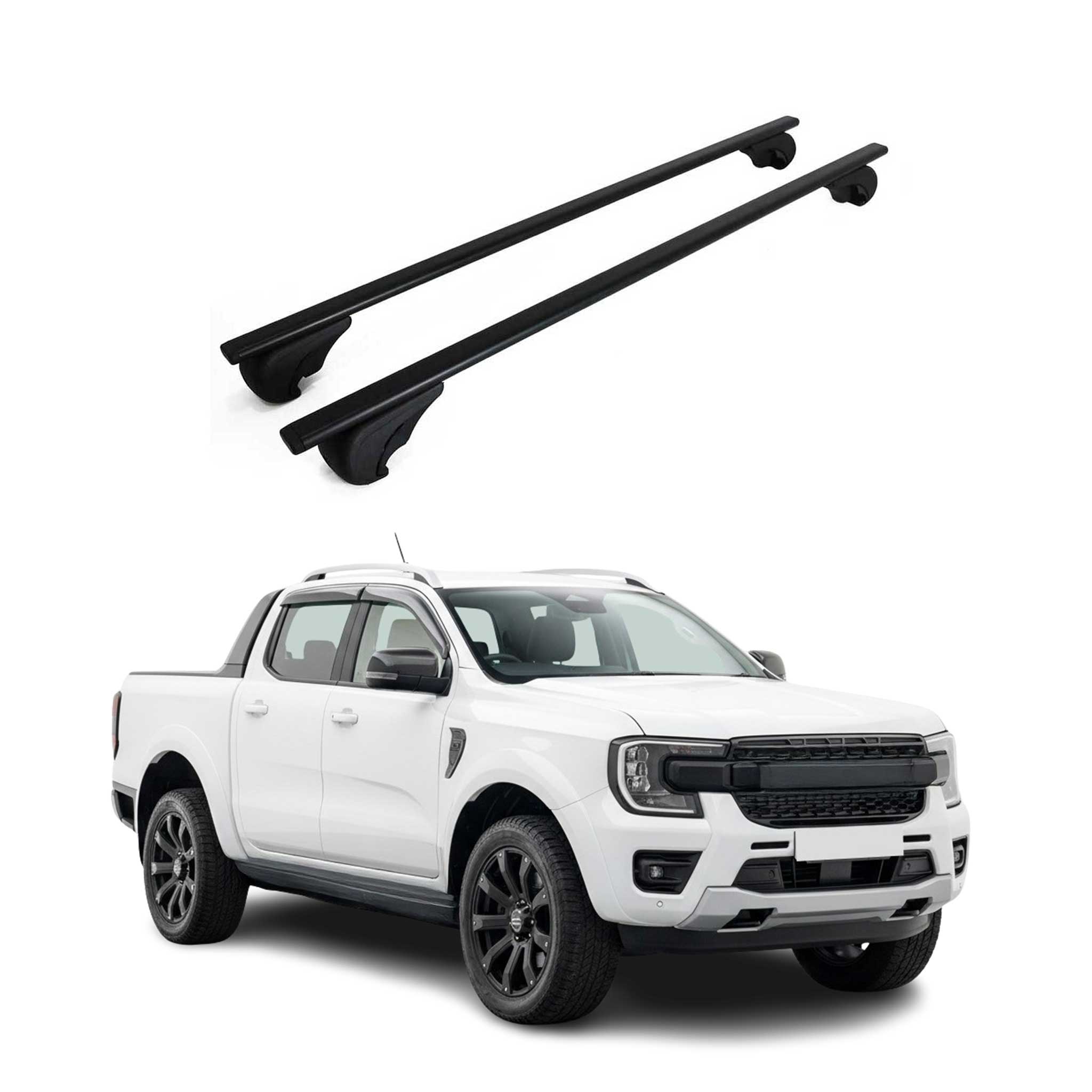 Barres de toit Transversales pour Ford Ranger IV 2022-2026 Fer Noir 2Pcs