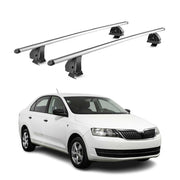 Barres de toit transversales Alu pour Skoda Rapid 2012-2019 TÜV 75 kg Gris 2Pcs