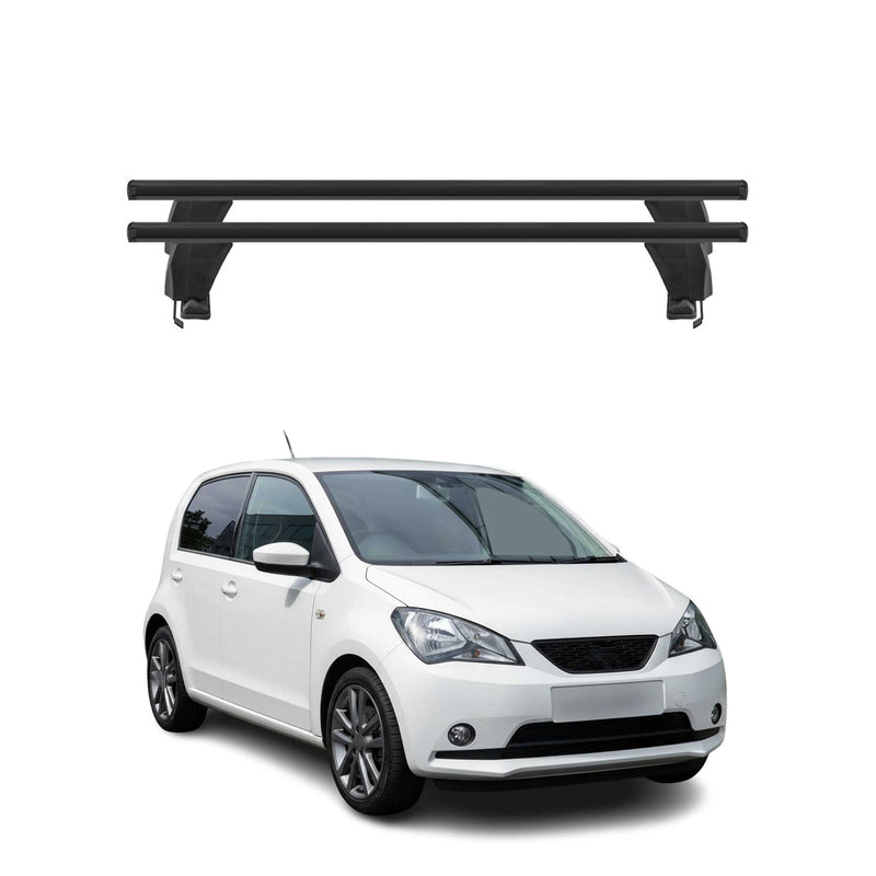 Menabo Barres de toit Transversales pour Seat Mii 2012-2021 Alu Noir ABE 2x